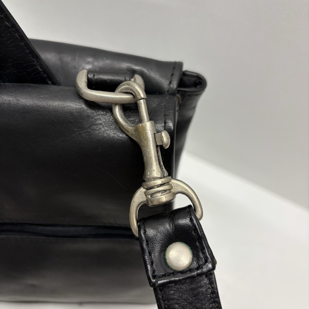 Vintage Wilsons Leather Bag Black Leather Messenger Bag Organizer Career Office - Picture 10 of 16